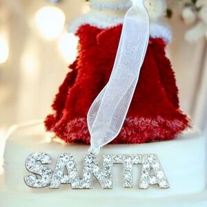 Holiday Bling Red Santa Ornament with Rhinestones